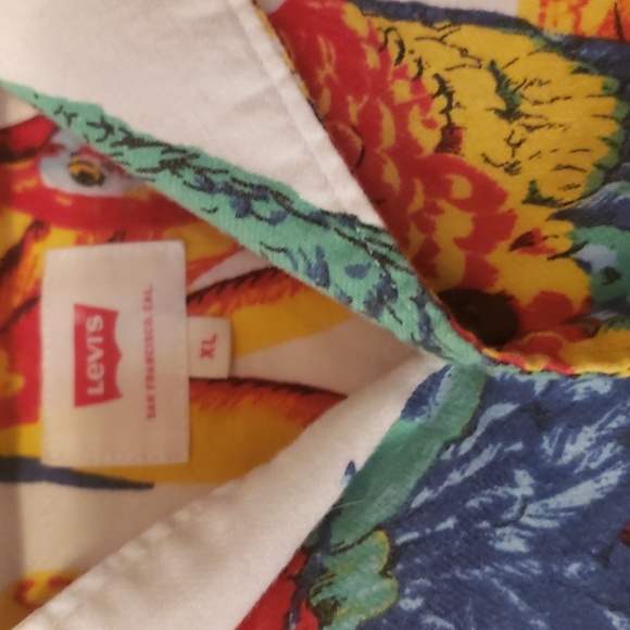 VINTAGE LEVIS PARROT BUTTON TOP men's unisex bird summer shirt retro - Picture 4 of 10
